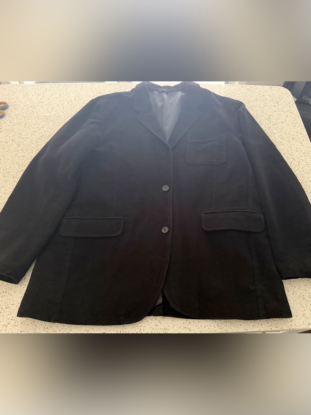 GAP Men's Black Sport CoatTwo-Button Jacket (Velvet feel) XXL